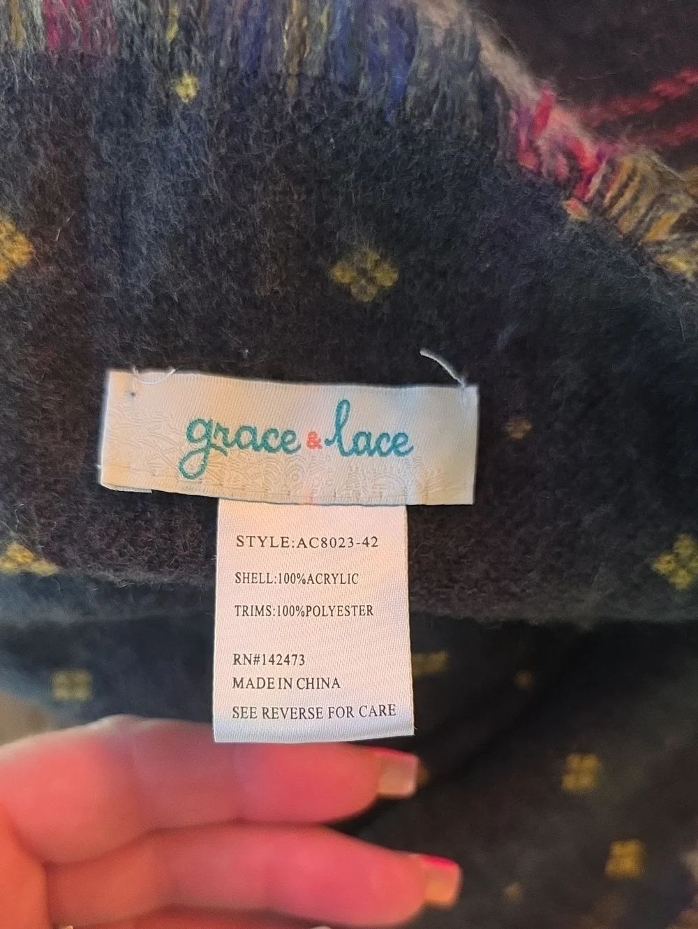 Grace & Lace Dark Navy Plaid Scarf with Yellow & Multicolor Accents